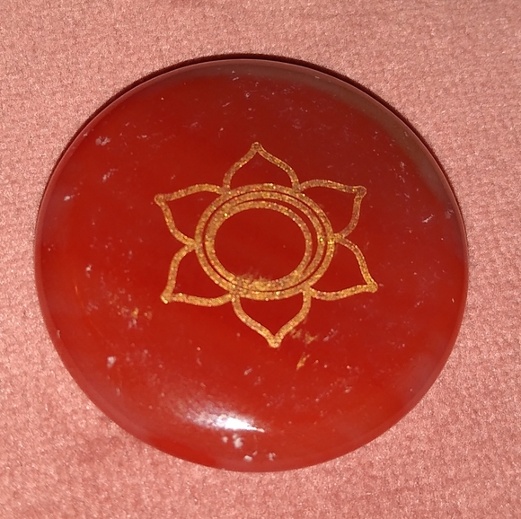 Orange Carnelian Etched Gemstone Palm Gem Worry Stone Sacral Chakra Pocket Rock - Picture 2 of 7